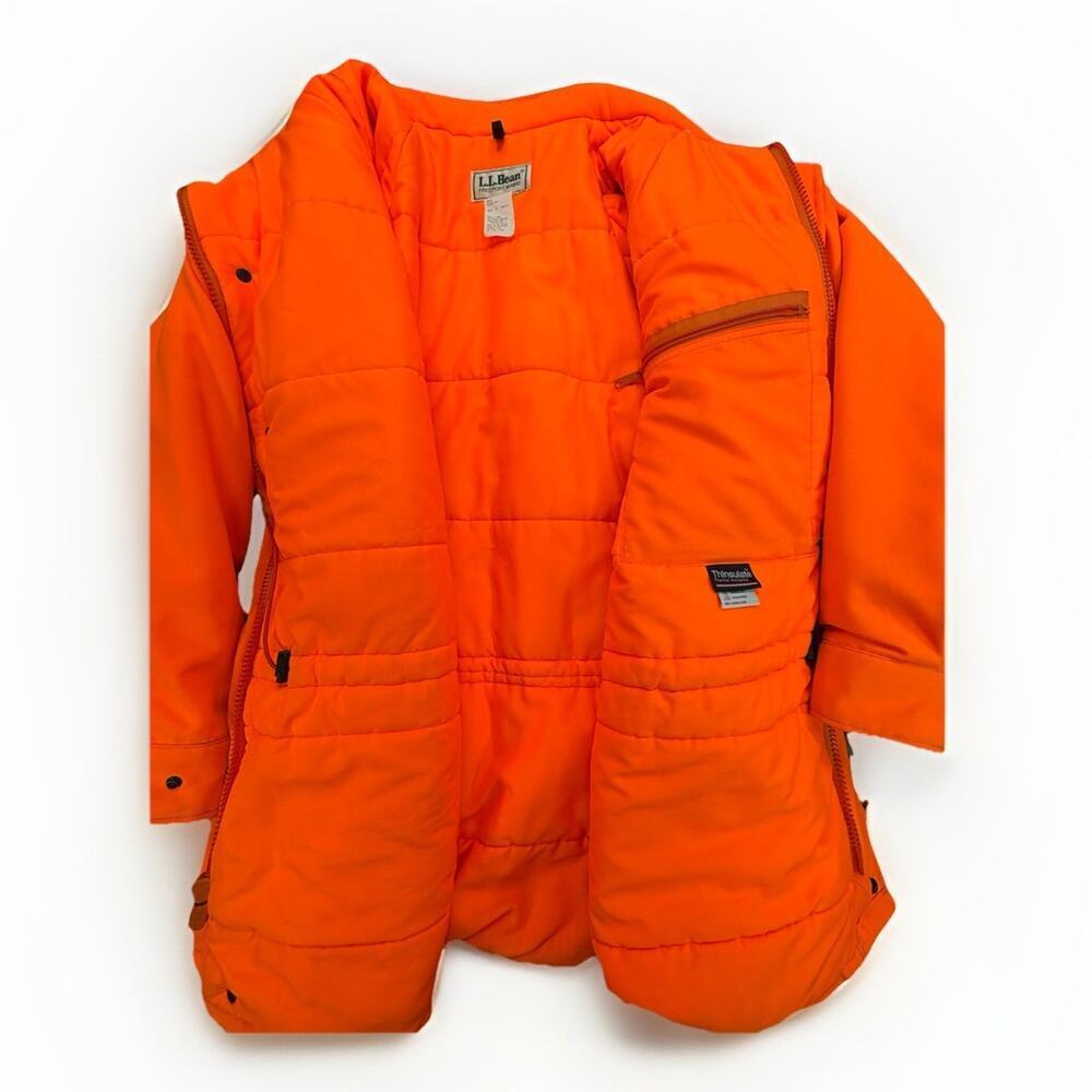 Vintage L.L.Bean Blaze Orange Hunting Jacket Men’s XL Field Coat Game Pockets - Picture 6 of 13